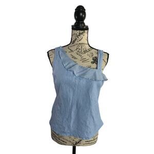 Willi Smith Tank Top 100% Linen No-show Side Zipper Light Blue Womens size small